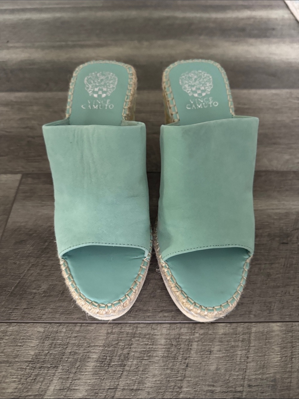 Vince Camuto Teal Green Open-Toe Espadrille Mule
